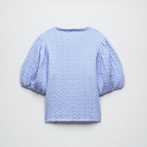 ZARA EMBROIDERED FLORAL CABLE KNIT TOP - Picture 12 of 13